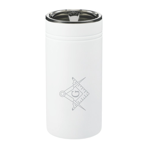  Sherpa Vacuum White Tumbler & Insulator 12oz - Square and Compass with G Engraved