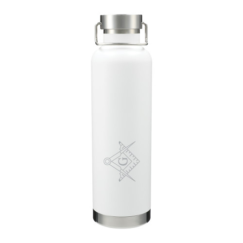  Thor Copper Vacuum Insulated White Bottle 32oz - Square and Compass with G Engraved