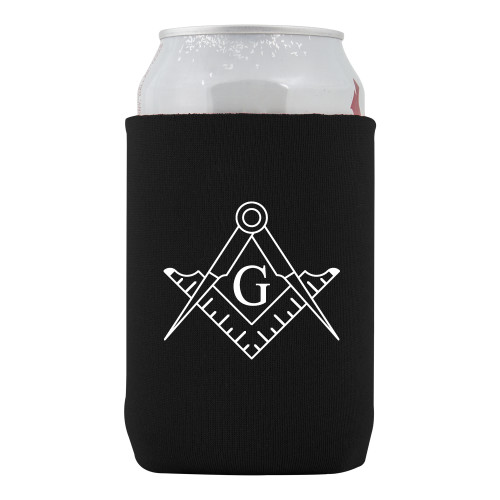  Neoprene Black Can Holder - Square and Compass with G