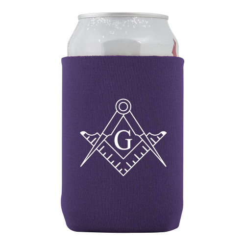  Neoprene Purple Can Holder - Square and Compass with G