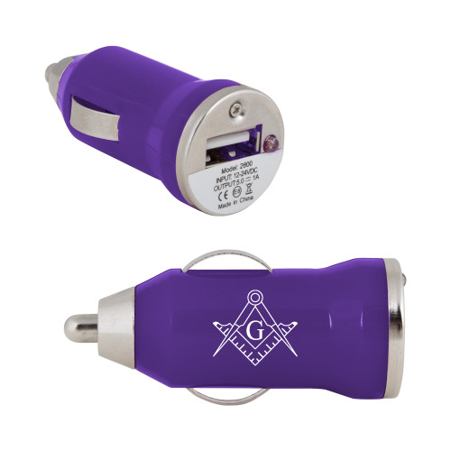 On the Go Purple Car Charger - Square and Compass with G