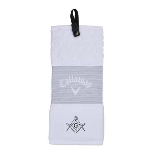  Callaway White Trifold Towel - Square and Compass with G