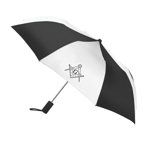  42 Inch Slim Stick Black/White Umbrella - Square and Compass with G