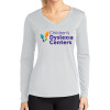 Thumbnail image for  Womens White Performance Long Sleeve V Neck Shirt