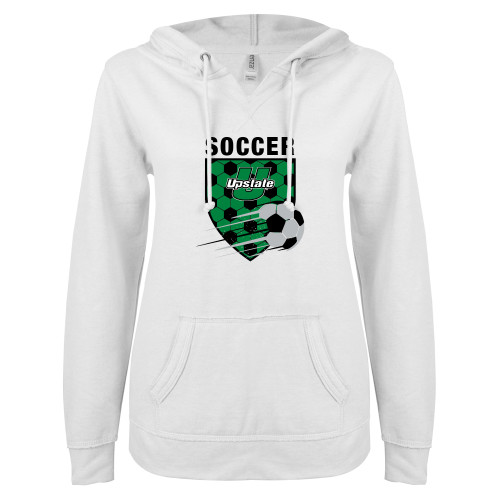 South Carolina Upstate ENZA Womens White V Notch Raw Edge Fleece Hoodie