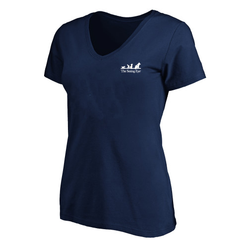 The Seeing Eye Womens Plus Navy V Neck T Shirt-1XL