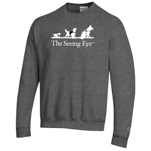  Champion Granite Heather Fleece Crew - The Seeing Eye pup2harness logo