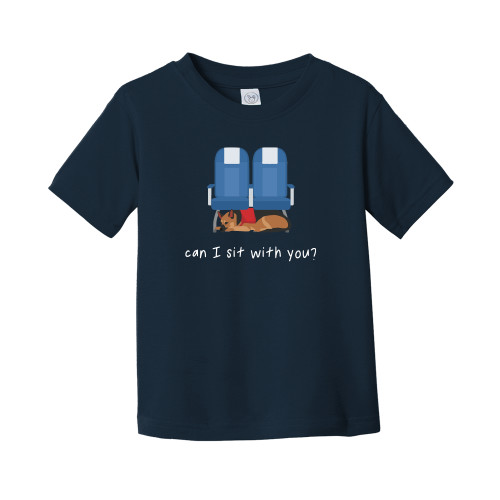  Toddler Navy T Shirt - Can I Sit With You Wordmark with Sleeping Dog