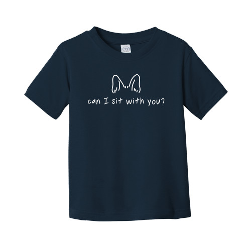  Toddler Navy T Shirt - Can I Sit With You Wordmark with Silhouette Dog Ears