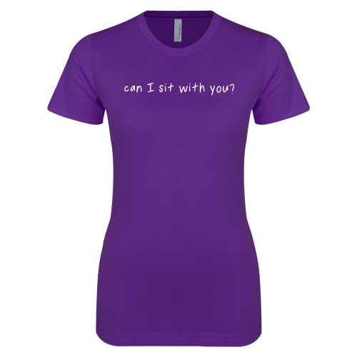  Next Level Womens Purple Boyfriend Tee - Can I Sit With You Wordmark