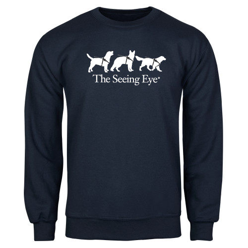 Navy Fleece Crew - The Seeing Eye 3 Dogs in Harness Logo