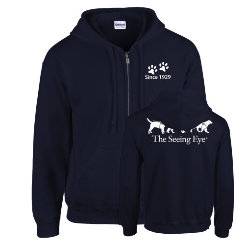  Navy Fleece Full Zip Hoodie - Since 1929 with Paw Prints