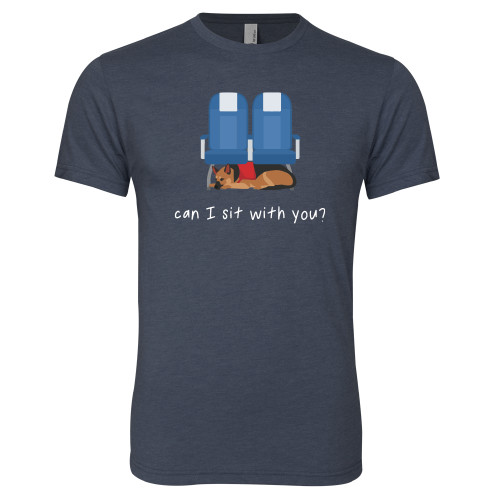  Next Level Navy Triblend Tee - Can I Sit With You Wordmark with Sleeping Dog