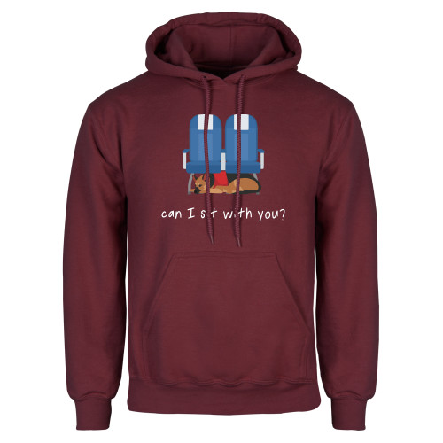  Maroon Fleece Hoodie - Can I Sit With You Wordmark with Sleeping Dog