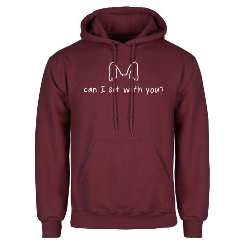  Maroon Fleece Hoodie - Can I Sit With You Wordmark with Silhouette Dog Ears