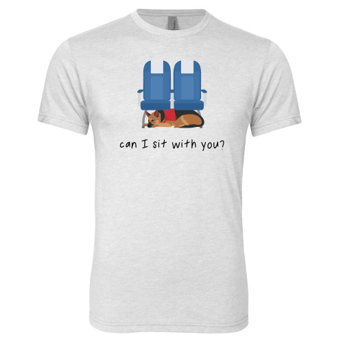  Next Level Heather White Triblend Tee - Can I Sit With You Wordmark with Sleeping Dog