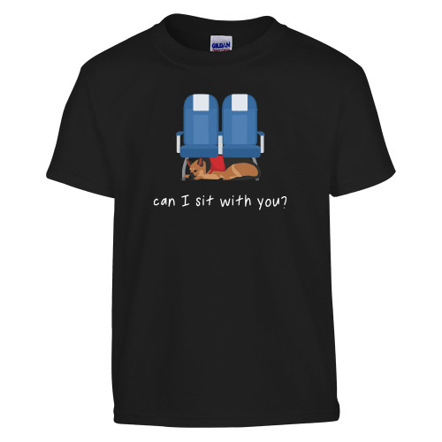  Youth Black T Shirt - Can I Sit With You Wordmark with Sleeping Dog
