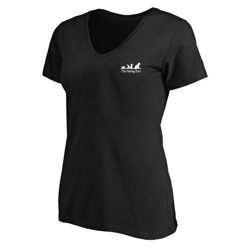 The Seeing Eye Womens Plus Black V Neck T Shirt-1XL