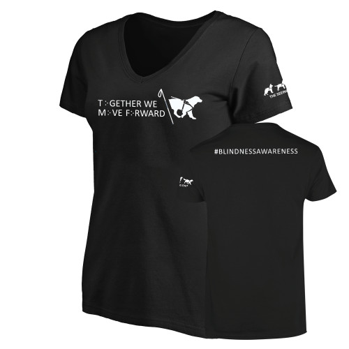  Womens Plus Black V Neck T Shirt - Together We Move Forward
