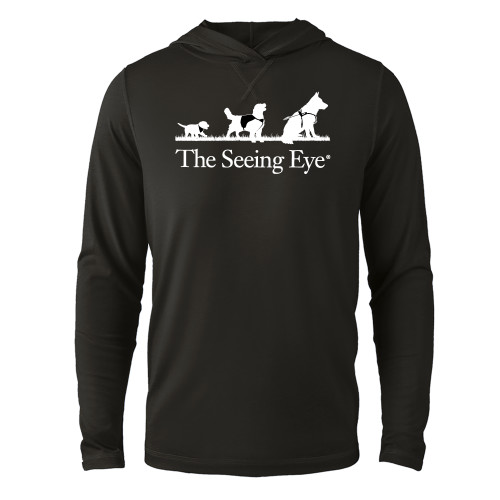  Black Long Sleeve Hooded Tee - The Seeing Eye pup2harness logo