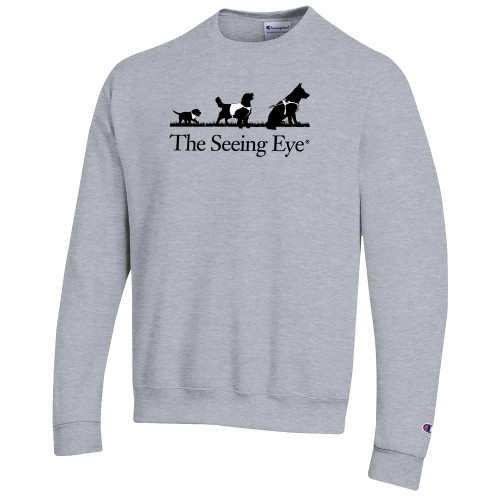  Champion Heather Grey Fleece Crew - The Seeing Eye pup2harness logo