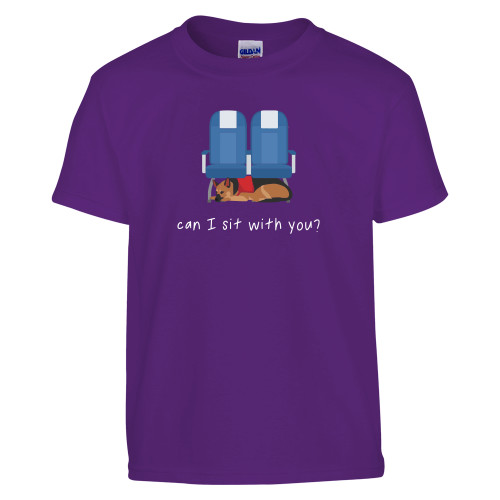  Youth Purple T Shirt - Can I Sit With You Wordmark with Sleeping Dog