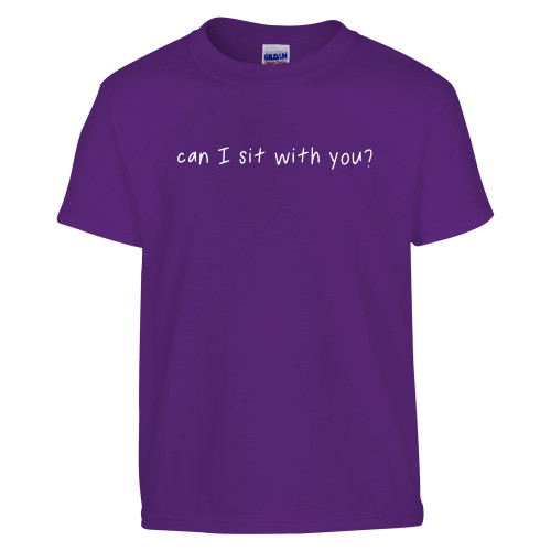  Youth Purple T Shirt - Can I Sit With You Wordmark