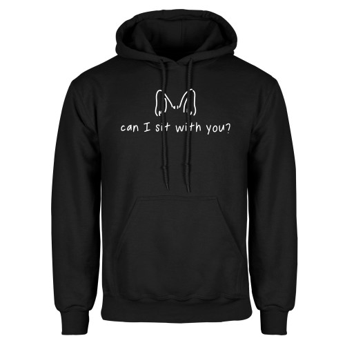  Black Fleece Hoodie - Can I Sit With You Wordmark with Silhouette Dog Ears