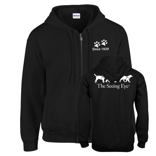 Black Fleece Full Zip Hoodie - Since 1929 with Paw Prints