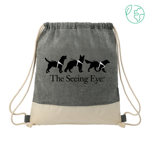 The Seeing Eye Split Recycled Cotton Natural/Black Drawstring Bag