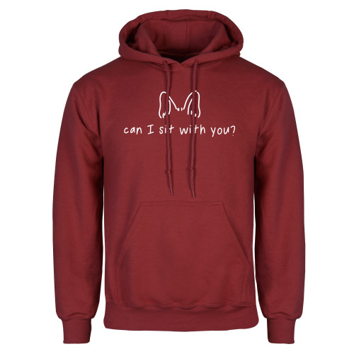  Cardinal Fleece Hoodie - Can I Sit With You Wordmark with Silhouette Dog Ears