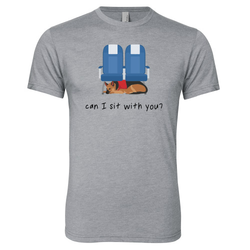  Next Level Heather Grey Triblend Tee - Can I Sit With You Wordmark with Sleeping Dog