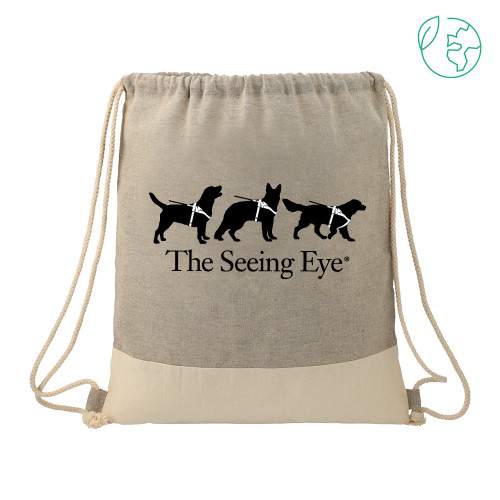 The Seeing Eye Split Recycled Cotton Grey/Natural Drawstring Bag