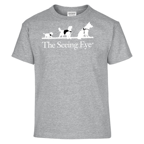  Youth Grey T Shirt - The Seeing Eye pup2harness logo