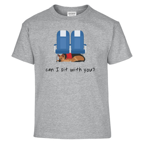  Youth Grey T Shirt - Can I Sit With You Wordmark with Sleeping Dog