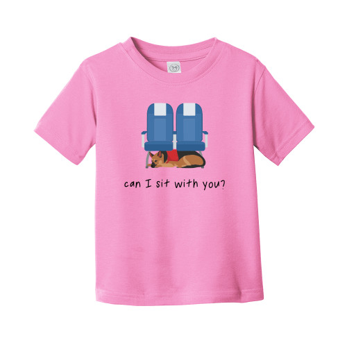  Toddler Pink T Shirt - Can I Sit With You Wordmark with Sleeping Dog