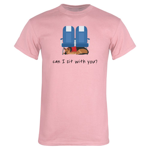 Light Pink T Shirt - Can I Sit With You Wordmark with Sleeping Dog