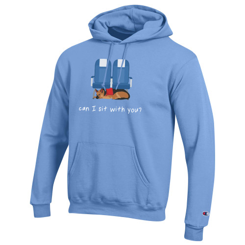  Champion Light Blue Hood - Can I Sit With You Wordmark with Sleeping Dog