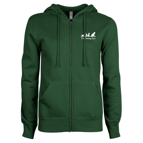 The Seeing Eye ENZA Womens Dark Green Fleece Full Zip Hood