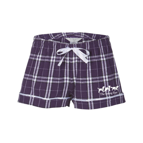 Boxercraft Womens Purple Flannel Shorts - The Seeing Eye 3 Dogs in Harness Logo