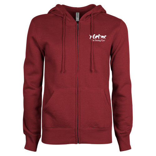 The Seeing Eye ENZA Womens Maroon Fleece Full Zip Hoodie