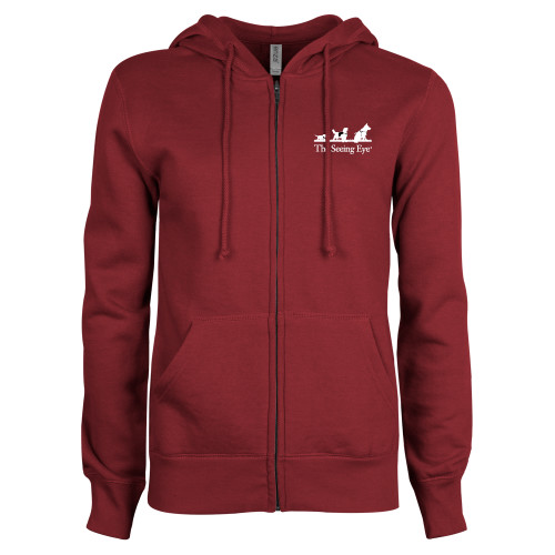 The Seeing Eye ENZA Womens Maroon Fleece Full Zip Hood