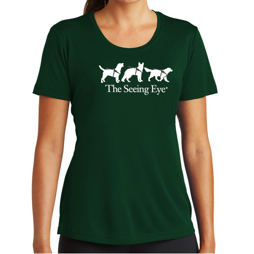 The Seeing Eye Womens Dark Green Performance Short Sleeve Tee