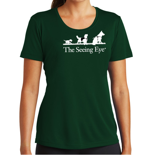 The Seeing Eye Womens Dark Green Performance Short Sleeve T