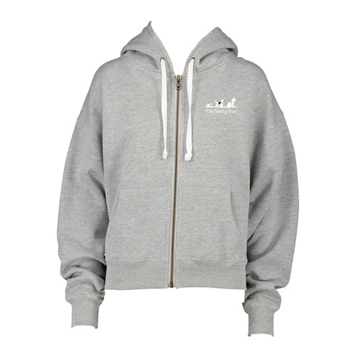  ENZA Womens Grey Boxy Full Zip Hood - The Seeing Eye pup2harness logo