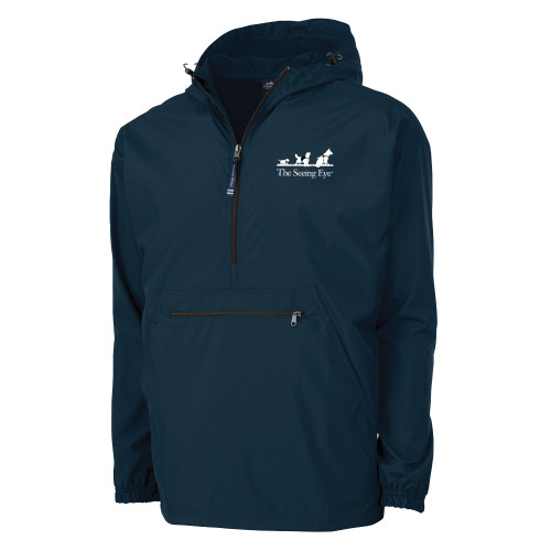  Charles River Navy Pack N Go Pullover Rain Jacket - The Seeing Eye pup2harness logo