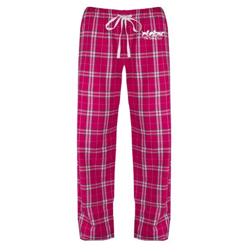  Womens Dark Fuchsia/White Flannel Pajama Pant - The Seeing Eye 3 Dogs in Harness Logo