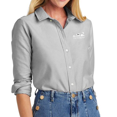  Brooks Brothers Womens Windsor Grey Casual Oxford Cloth Shirt - The Seeing Eye pup2harness logo