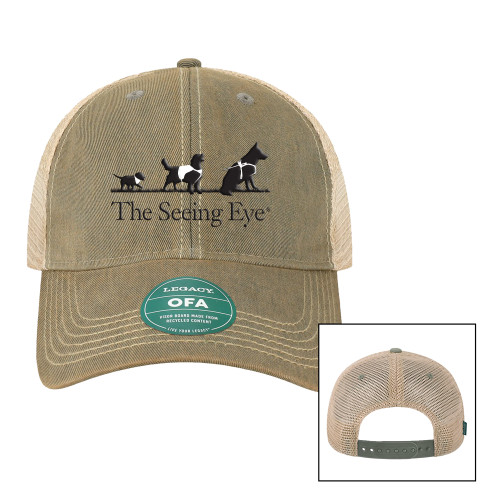  Legacy Grey/Khaki Old Favorite Trucker Hat - The Seeing Eye pup2harness logo