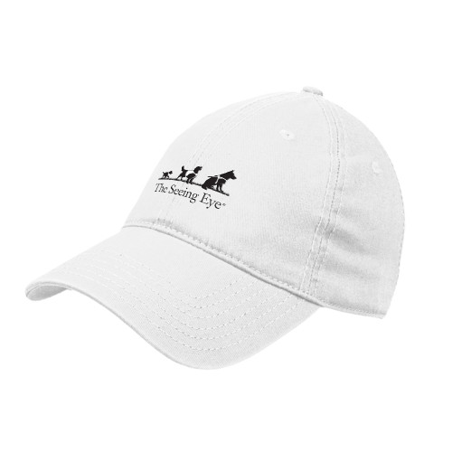 White Unstructured Adjustable Low Profile Hat - The Seeing Eye pup2harness logo